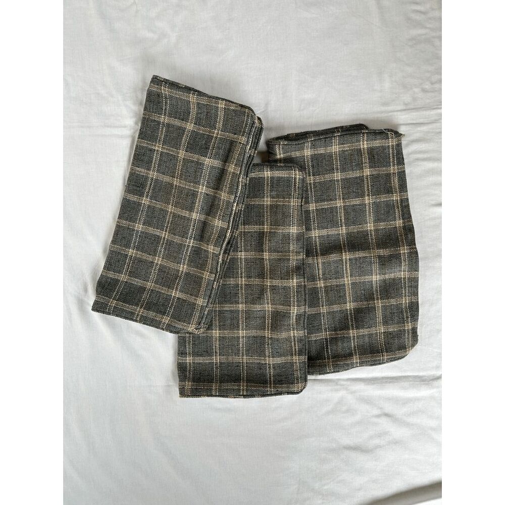 Blue/Gray Pillow Shams, Heavy, Plaid Stripes, Zipper, Three, 19x19 Inches